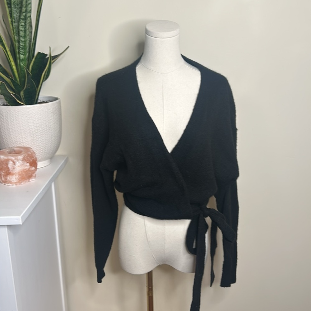 H&M Black Wrap knit sweater size small